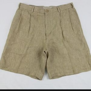 Nautica Rigger Pleated Classic Fit 40w Shorts 100% Linen